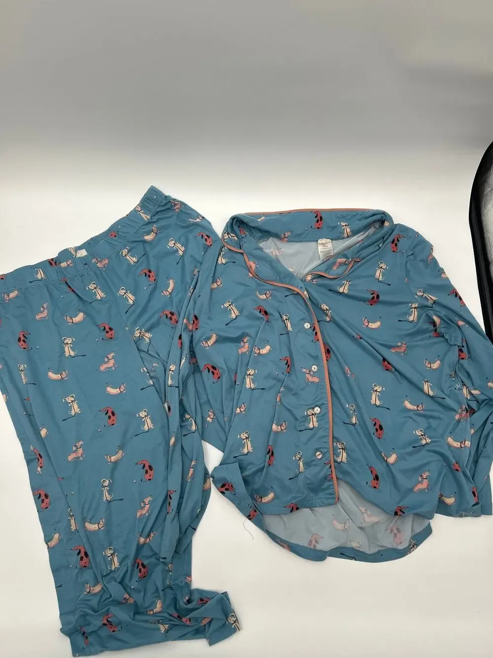 Nite Nite by Munkie Munkie 2X Blue Dog Print Pajama Set Soft Stretch PJ Set